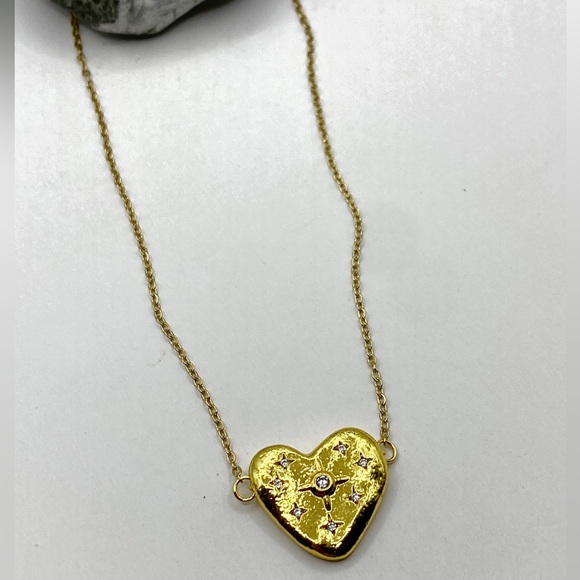 NEW Heart With CZ Stars Layering Necklace - Picture 6 of 14
